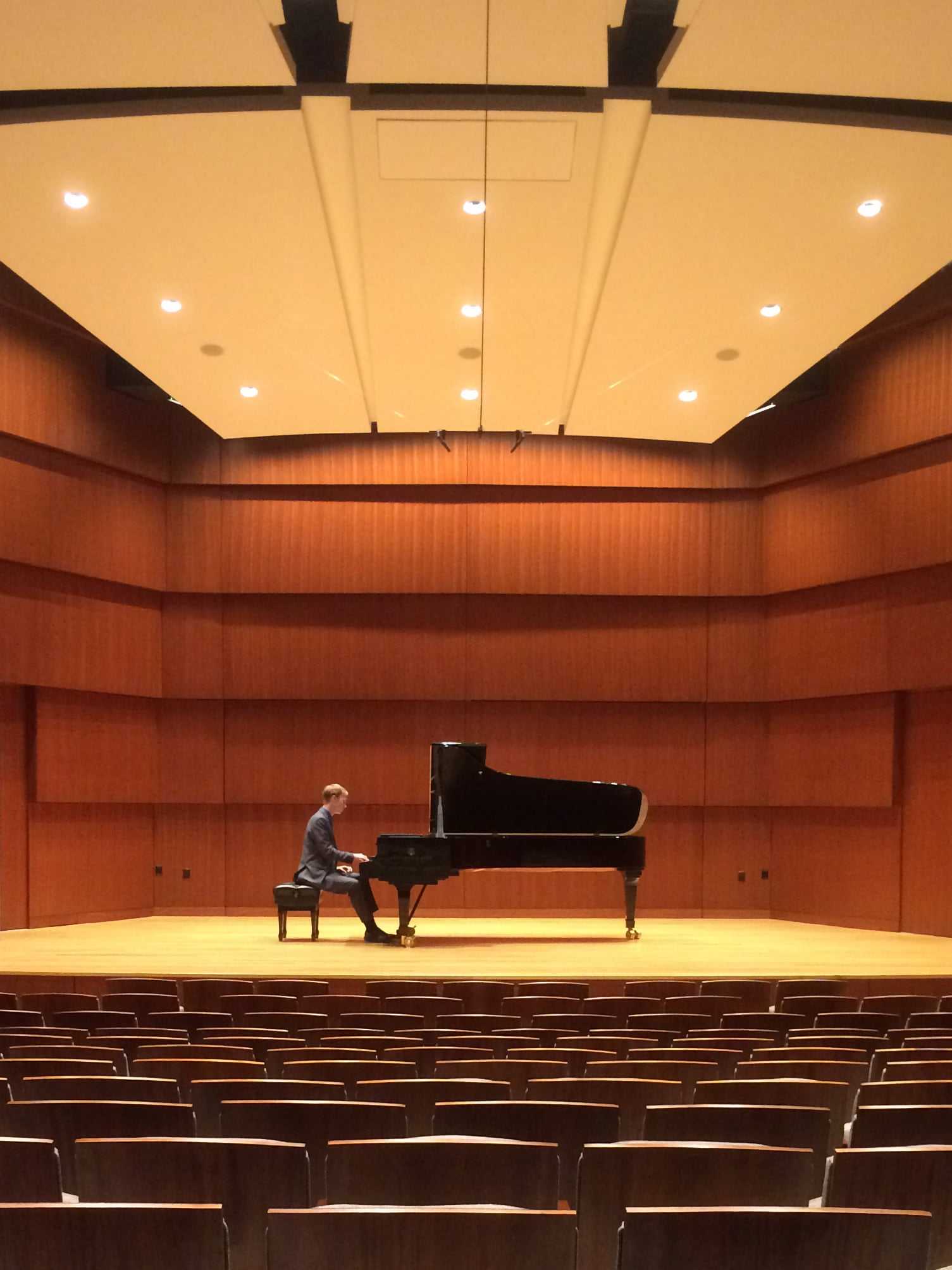 Shane McFadden at the piano onstage